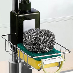 Kitchen Space Aluminum Sink Drain Rack Sponge Storage Faucet Holder Over Faucet Soap Drainer Shelf Basket Organize