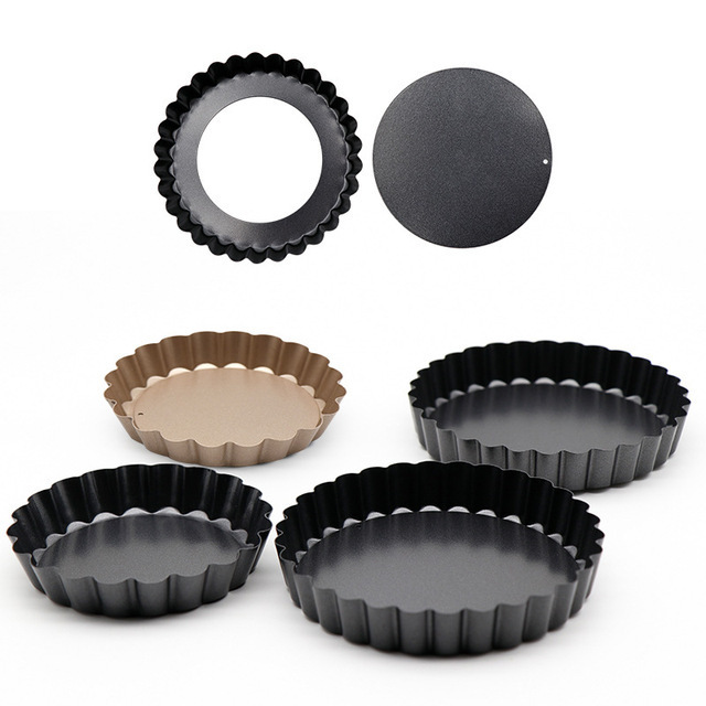 Fruit Tart Pie baking products Golden Non-Stick Egg Tart pizza plate Round carbon steel baking bread Pizza Pan cake molds