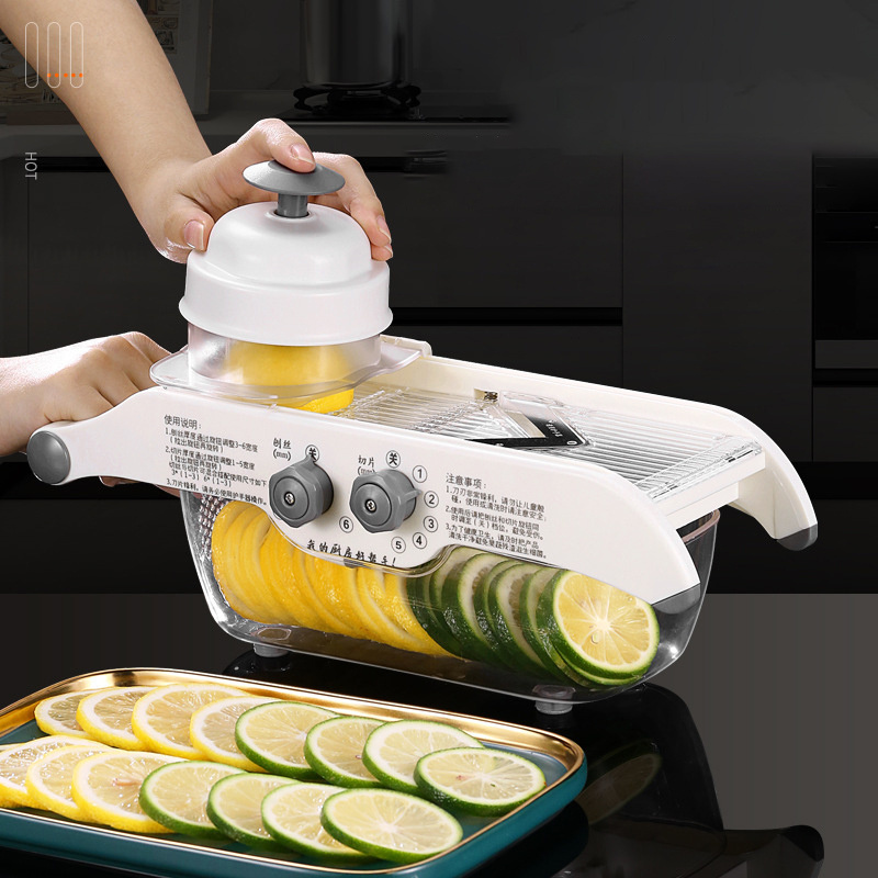 Multifunctional Kitchen Help Veggie Cutter Vegetable Chopper Onion Mincer Dicer Juicer Squeezer Lemon Slicer with Container