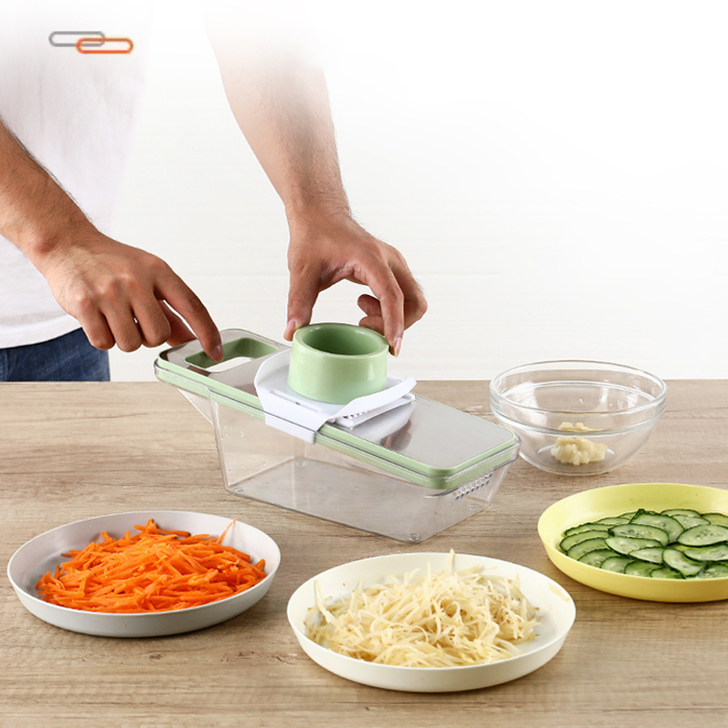 Veggie Slicer Kitchen Product 4 in 1 Rotate Vegetable Cutter Portable Chopper Grater Veget Chopper with Container and Lid