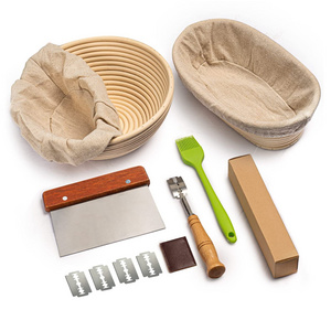 9 inch Round Oval Sourdough Bread Basket Set with Bread Bag, Dough Bowl Scraper, Bread Lame for Making Homemade Bread