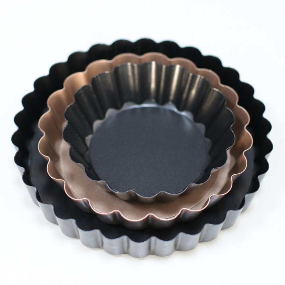 Fruit Tart Pie baking products Golden Non-Stick Egg Tart pizza plate Round carbon steel baking bread Pizza Pan cake molds