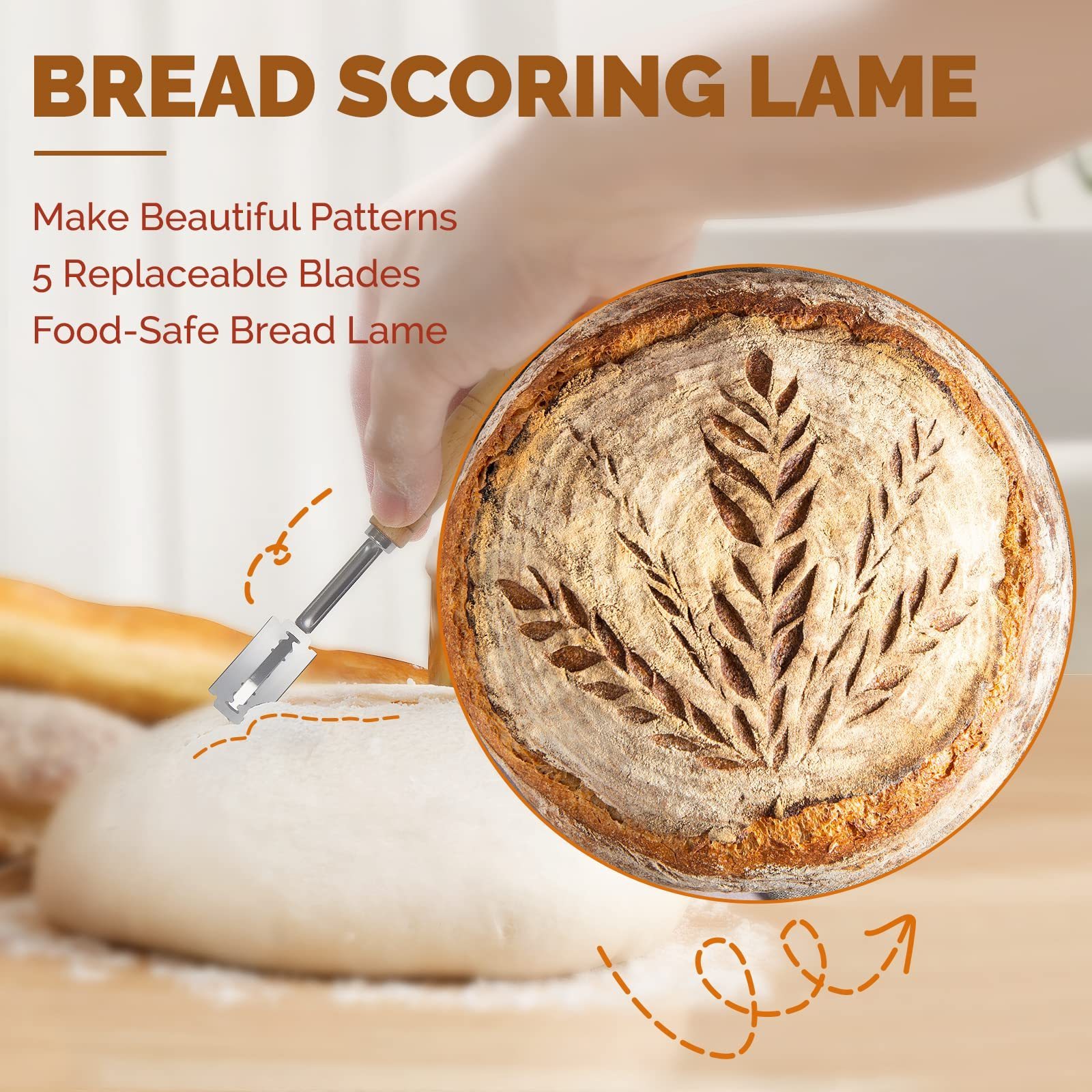 9 inch Round Oval Sourdough Bread Basket Set with Bread Bag, Dough Bowl Scraper, Bread Lame for Making Homemade Bread