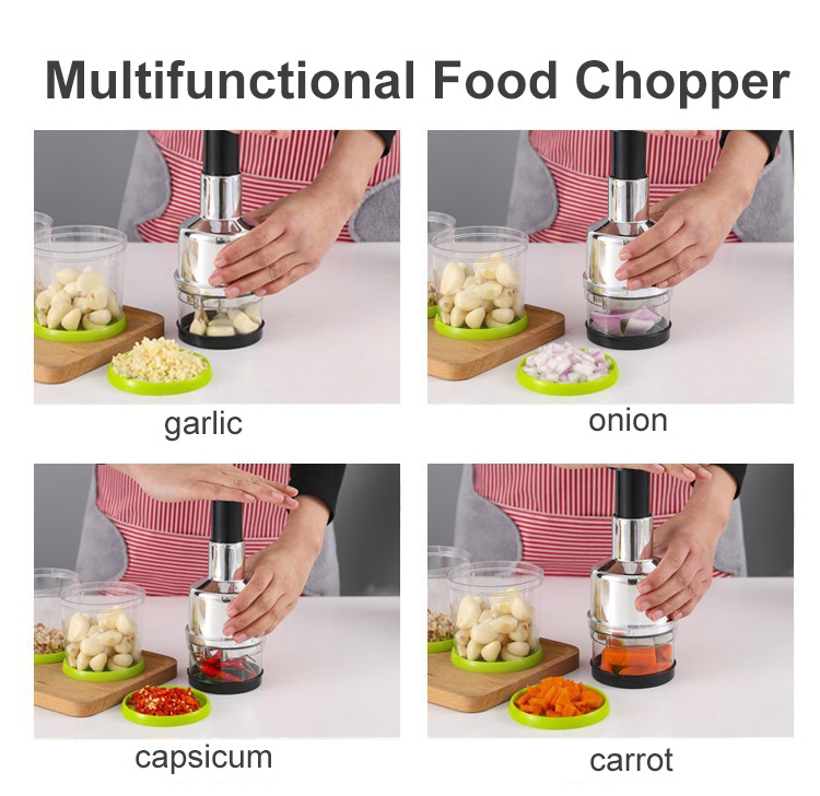 Kitchen Gadget Manual Veggie Potato Slicer Scratched Cutter Multifunction Food Onion Button Hand Pushing Chopper For Home Use