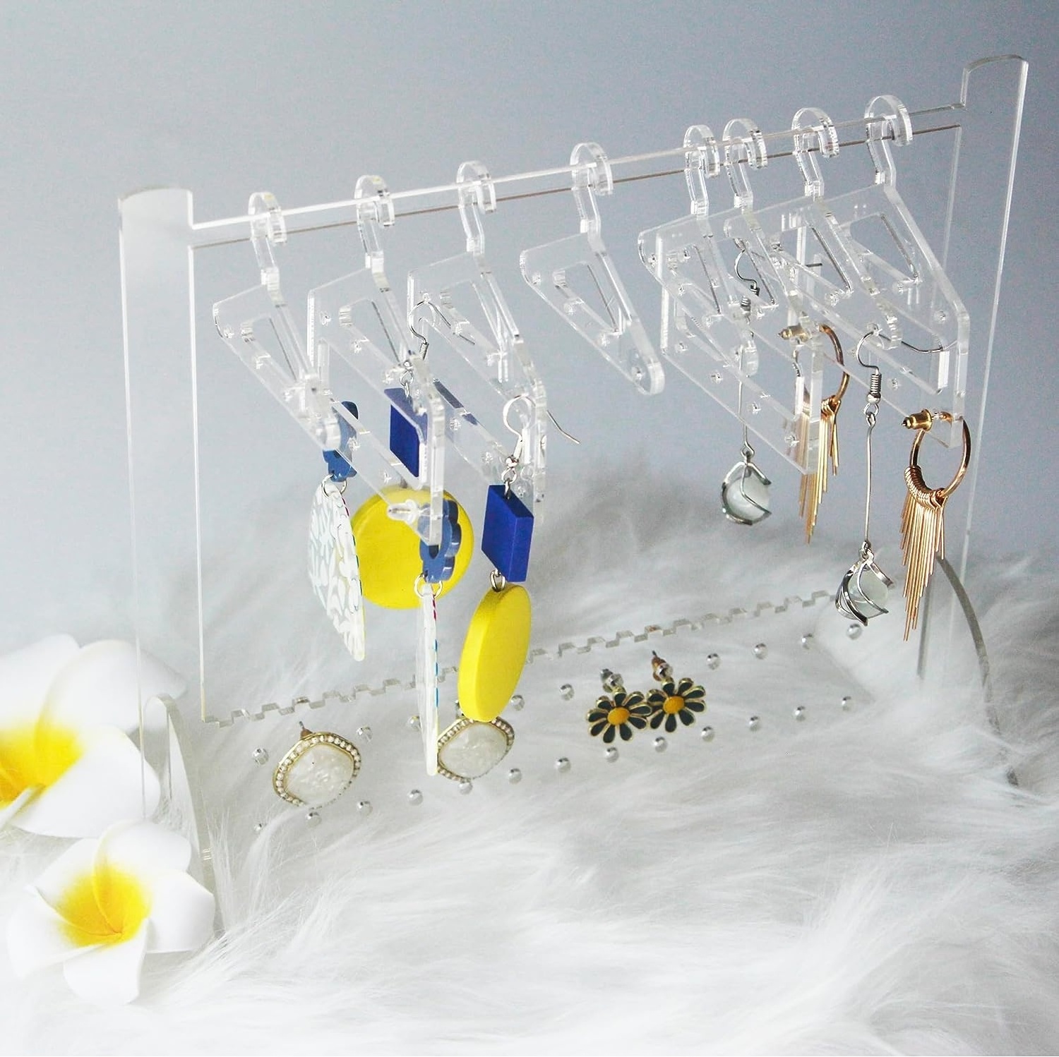 HQ Customized Acrylic Earring Hanger Rack With Mini Hangers Clear Acrylic holder Jewelry organizer for Women Baby Girl