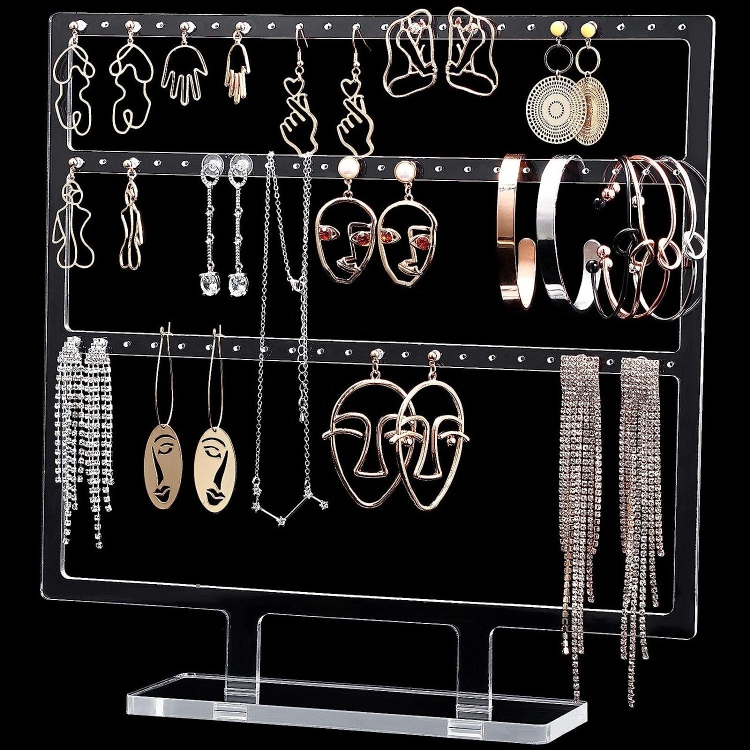 HQ Crystal Acrylic Earring Display Stand Earrings Organizer jewelry display holder for home jewelry store