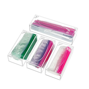 Transparent white acrylic ziplock bag storage box suitable for kitchen cabinet restaurant plastic bag garbage bag storage