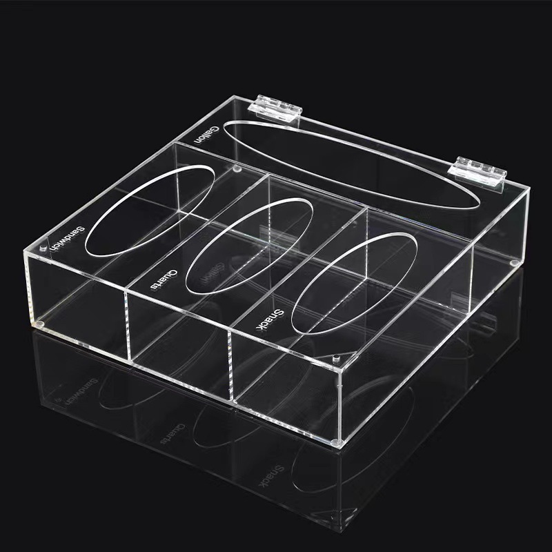 Transparent white acrylic ziplock bag storage box suitable for kitchen cabinet restaurant plastic bag garbage bag storage