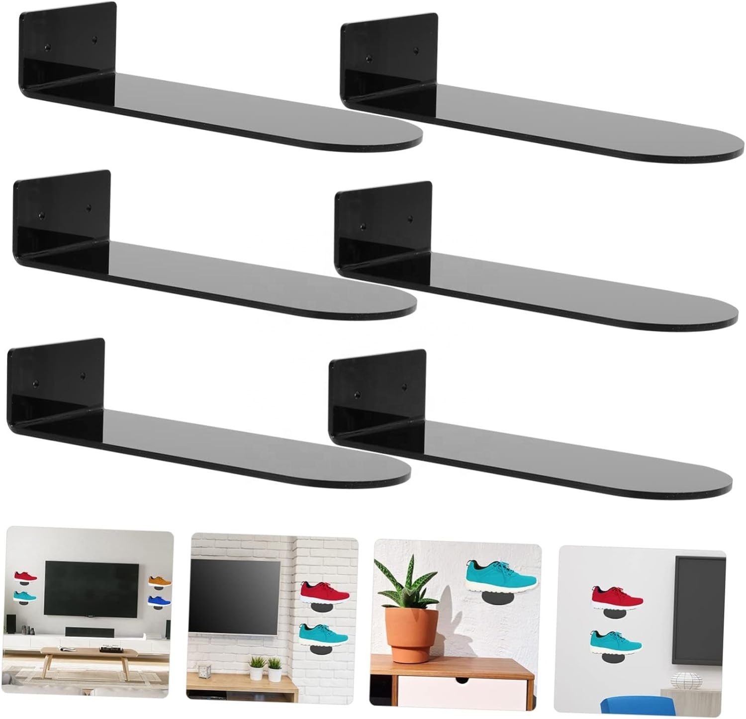 HQ Acrylic Floating Shoe display Shelf Black Acrylic shoes organizer wall mounted Sneaker display rack for Home Retail store