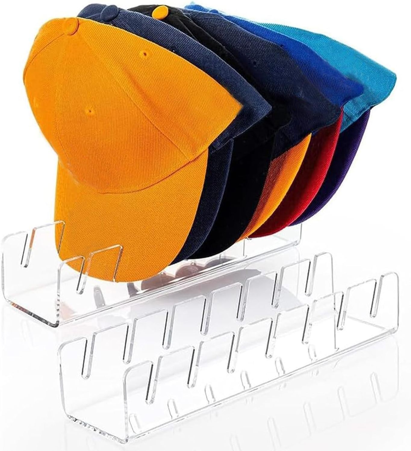 Hat Stand for Baseball Caps 2 Pcs No Install Acrylic Hat Organizer for 14 Baseball Caps Hat Racks for Baseball Caps Display