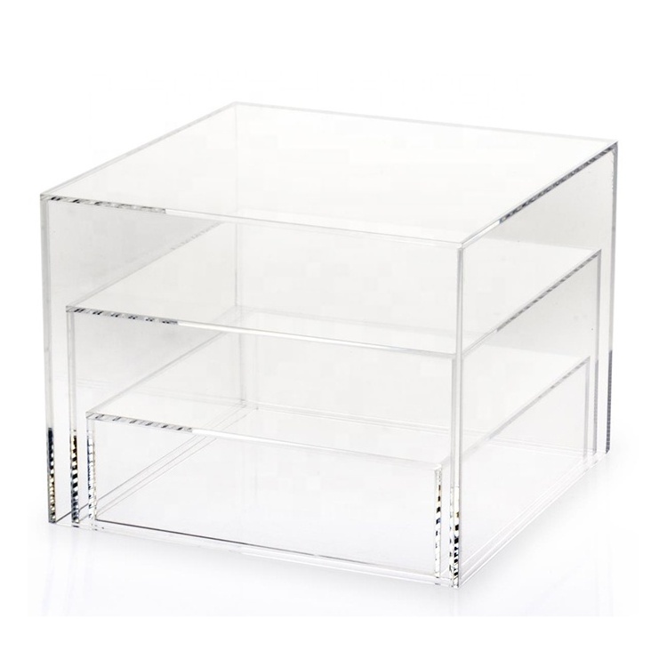 Transparent Clear Acrylic Cube Risers Set Of 3 Display Stand With Hollow Bottoms