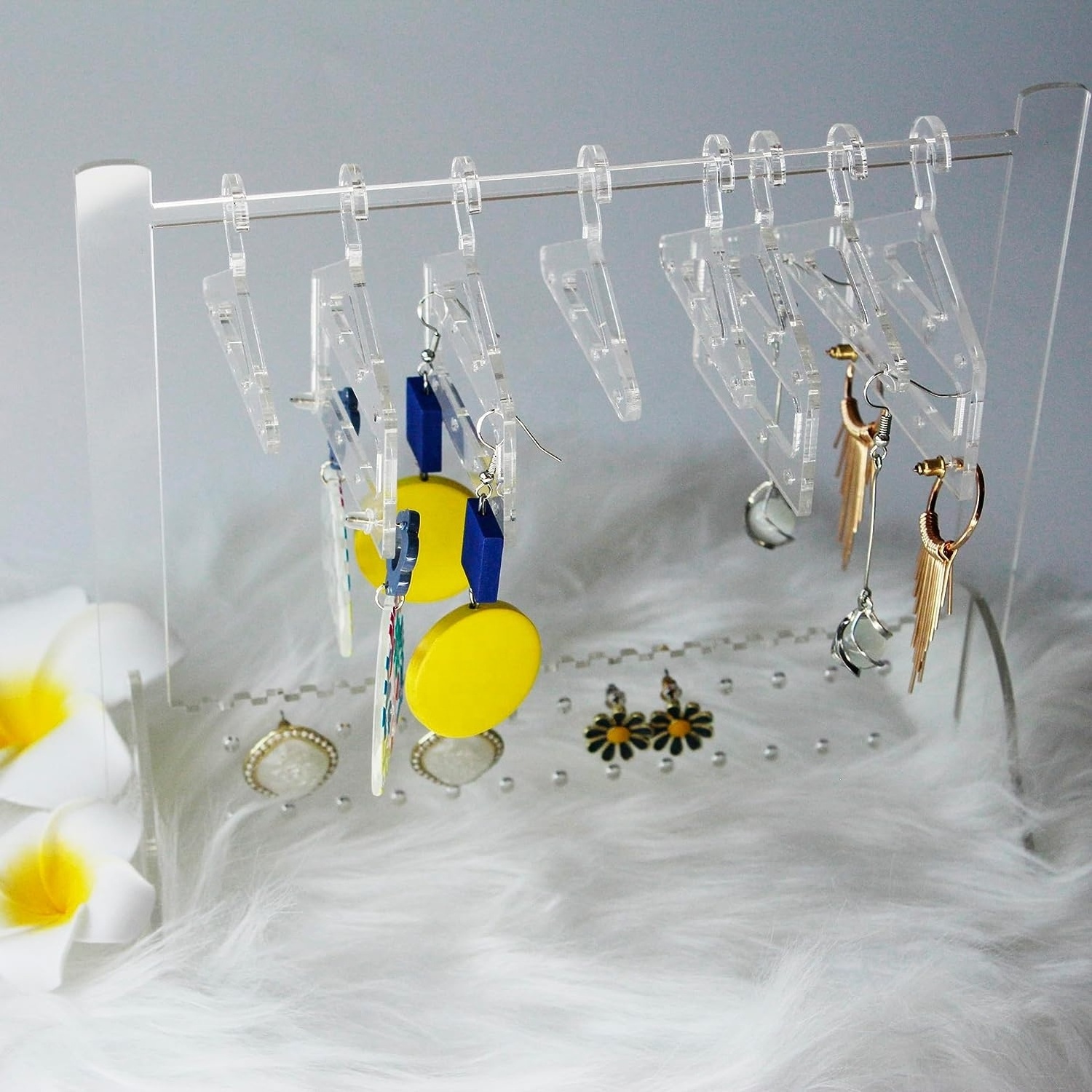 HQ Customized Acrylic Earring Hanger Rack With Mini Hangers Clear Acrylic holder Jewelry organizer for Women Baby Girl