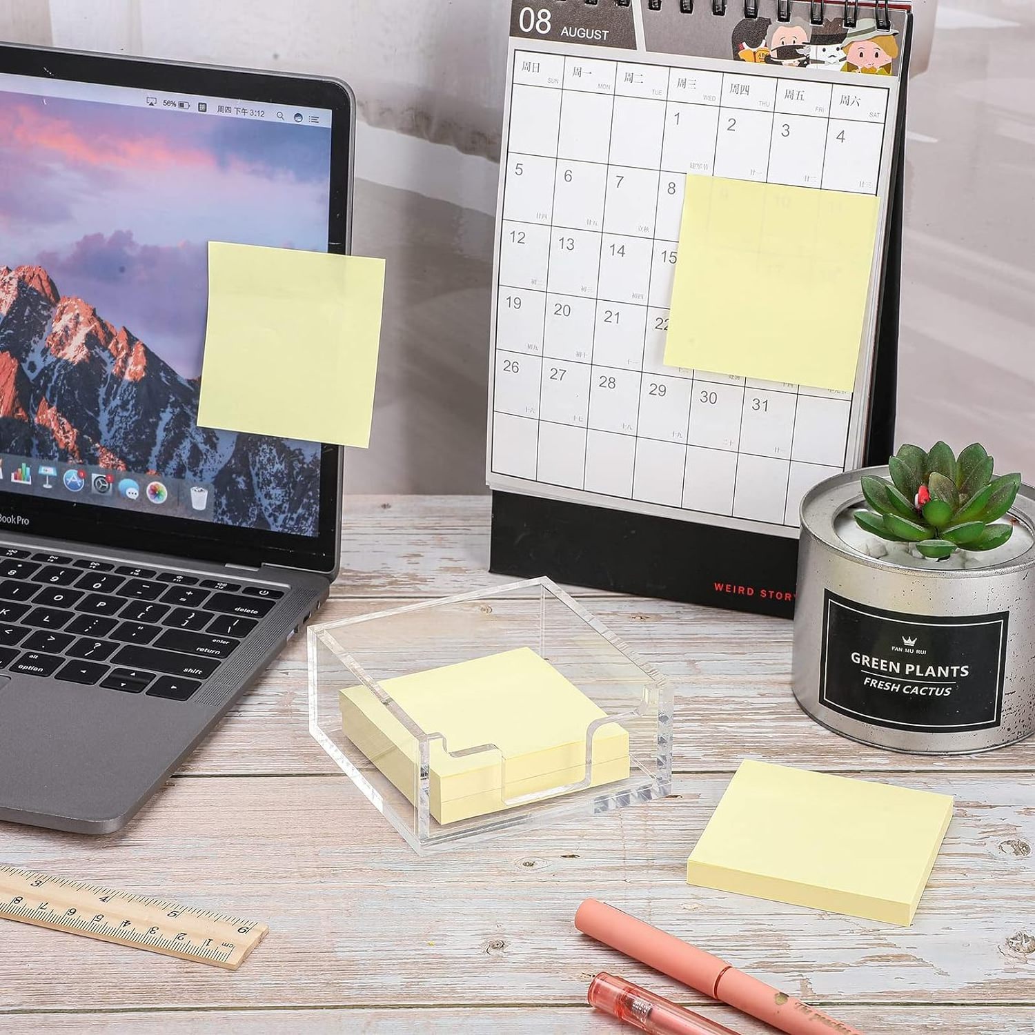 Clear Acrylic Sticky Notepad Holder,Acrylic Sticky Note Dispenser for Desk Accessories