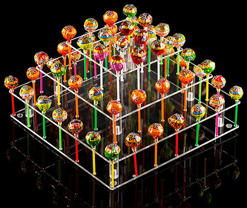 Clear 3 Tie square acrylic lollipop holder plexiglass cake pop display stand cupcake dessert holder for Weddings Baby Showers