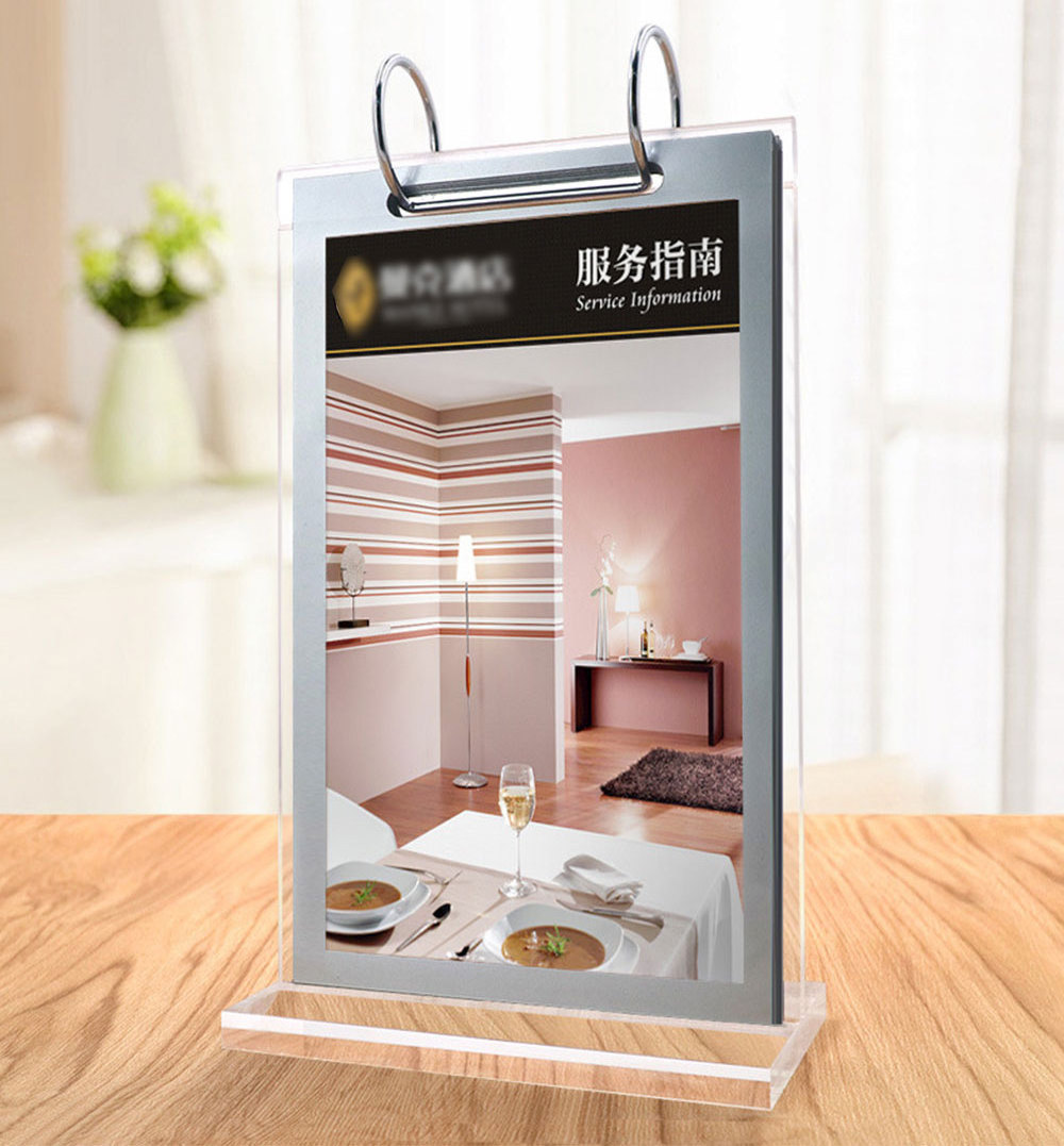 A6 A5 A4 Acrylic Table Display Stand Restaurant Menu Paper Poster Calendar Sign Holder Stand With Flip Frame Pocket