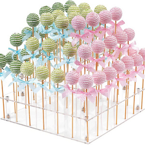 Clear 3 Tie square acrylic lollipop holder plexiglass cake pop display stand cupcake dessert holder for Weddings Baby Showers