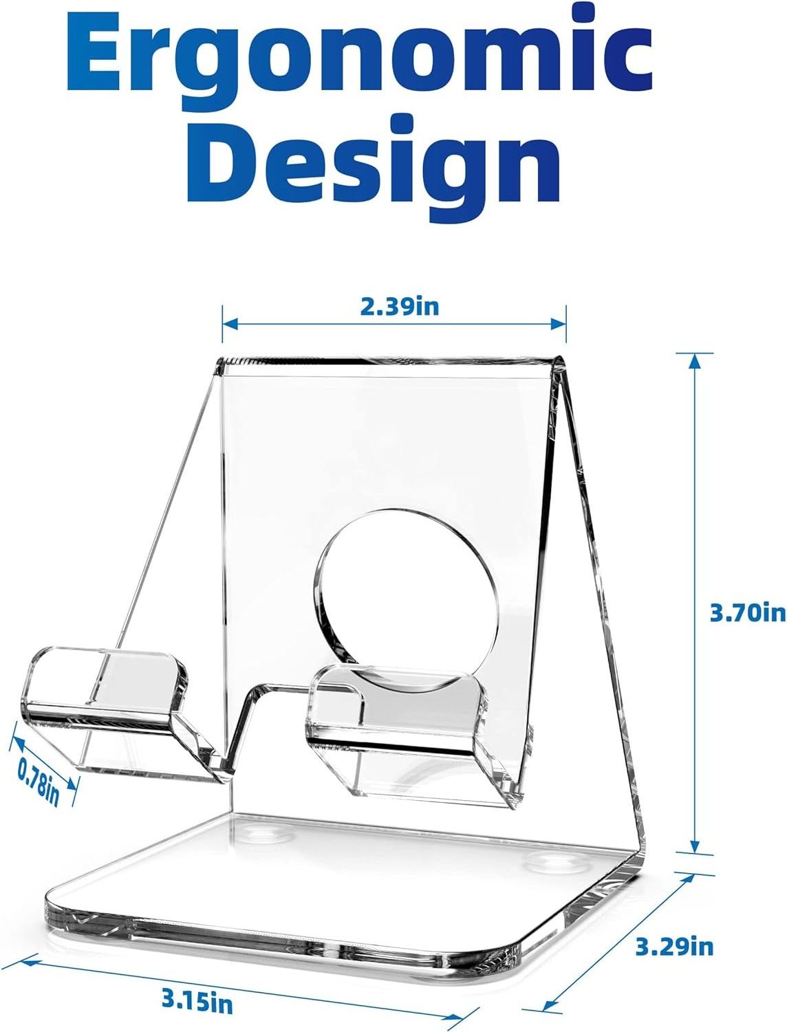 acrylic Cell Phone Stand, Clear Phone Holder for Office Desk, Vanity, Kitchen, Bedside Table