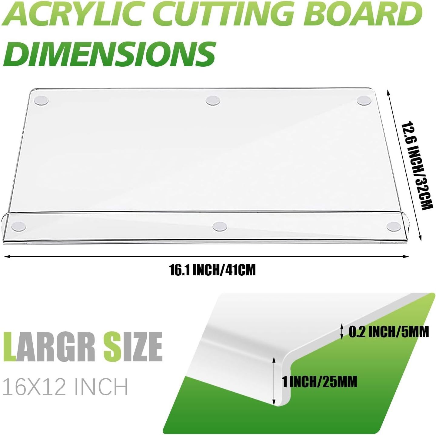 Acrylic Cutting Board with Counter Lip Upgraded Thicker Clear Cutting Board Large Non-Slip Cutting Board with Lip