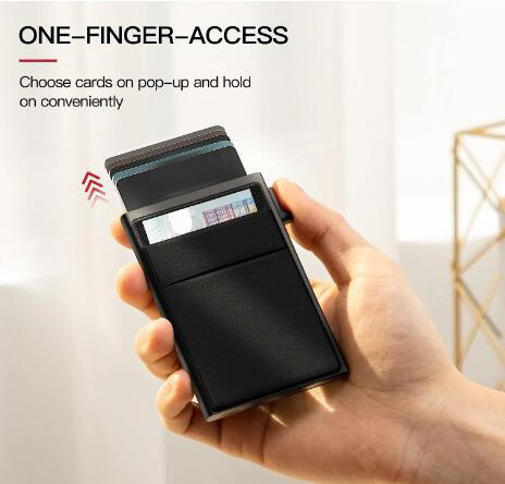 Aluminum Cardholder Wallet Metal Wallets with RFID Blocking Layer Slim Wallet with Push Button for Quick Card Access