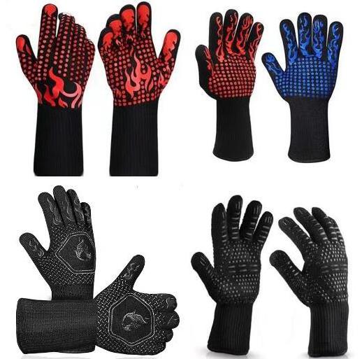 Protect Heat Resistant BBQ Grill Gloves Flexible Silicone Cotton Cooking Working Oven Gloves