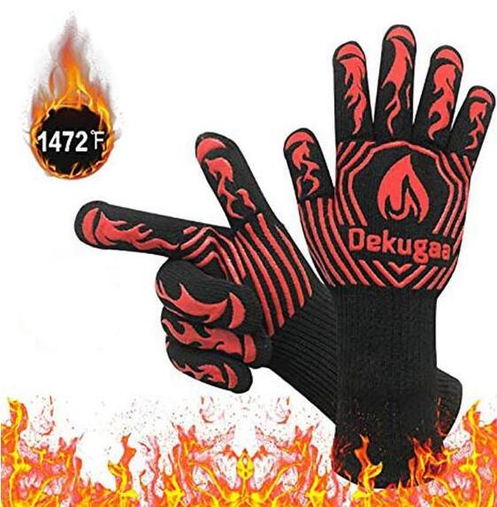 Protect Heat Resistant BBQ Grill Gloves Flexible Silicone Cotton Cooking Working Oven Gloves