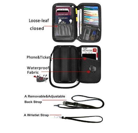 Waterproof RFID Passport Holder Travel cards Wallet small phone holder bag Neck Pouch for travel