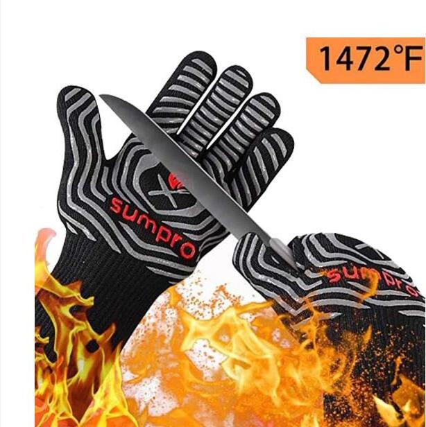 Protect Heat Resistant BBQ Grill Gloves Flexible Silicone Cotton Cooking Working Oven Gloves