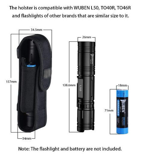 Heavy Duty Flashlight Carry Case Nylon Pouch Holder Belt Adjustable Flashlight Holster