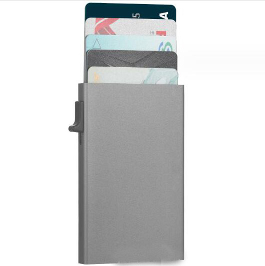 Aluminum Cardholder Wallet Metal Wallets with RFID Blocking Layer Slim Wallet with Push Button for Quick Card Access