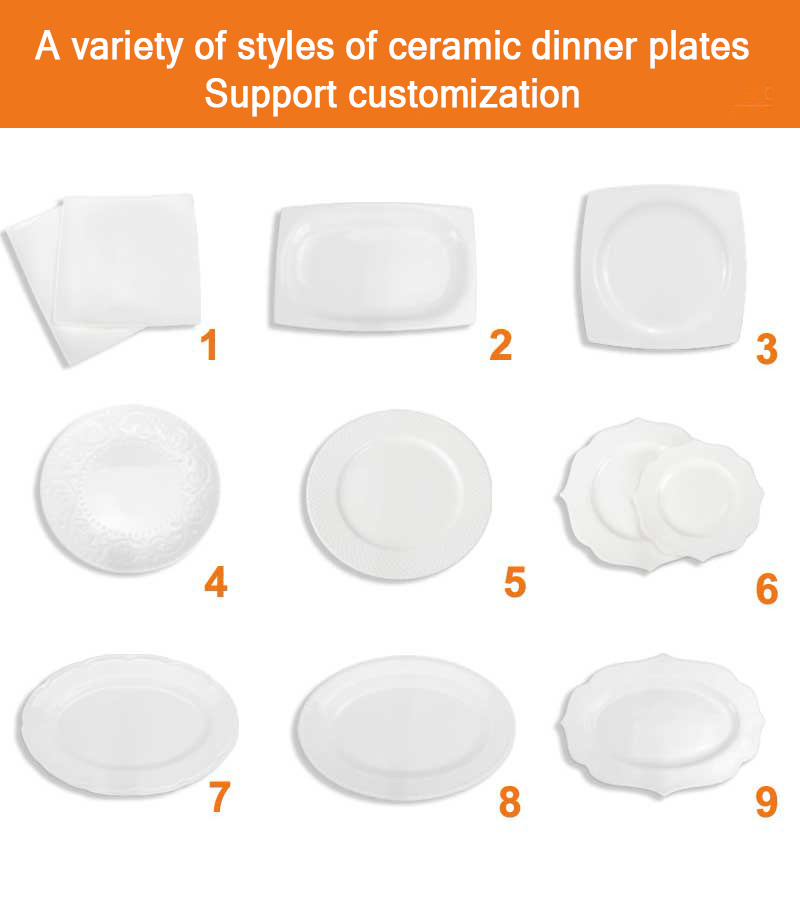 Custom Logo Printed White Porcelain Dinner Plates Round Flat And Dishes Ceramic Plates For Restaurants Cutlery Can Plato