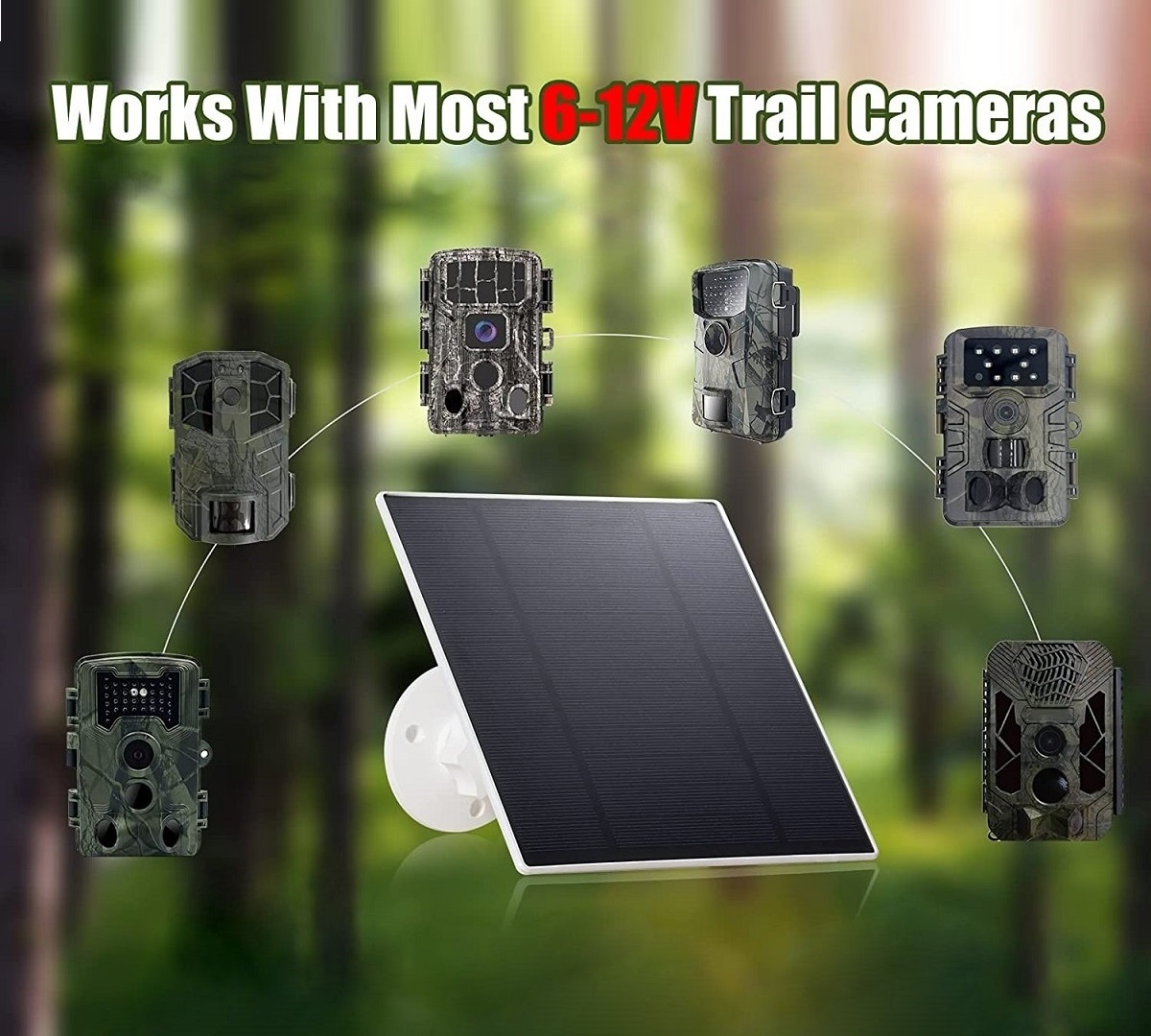 5W Trail Camera Solar Panel 10400mAH, Solar Battery Charger Kit 6V 9V 12V, IP66 Waterproof Solar Panel for 4G Router Wifi Camera