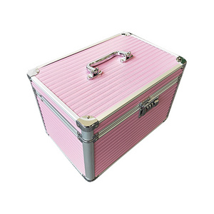 Beautiful Portable Pink Cosmetic Case custom color makeup aluminum case with mirror