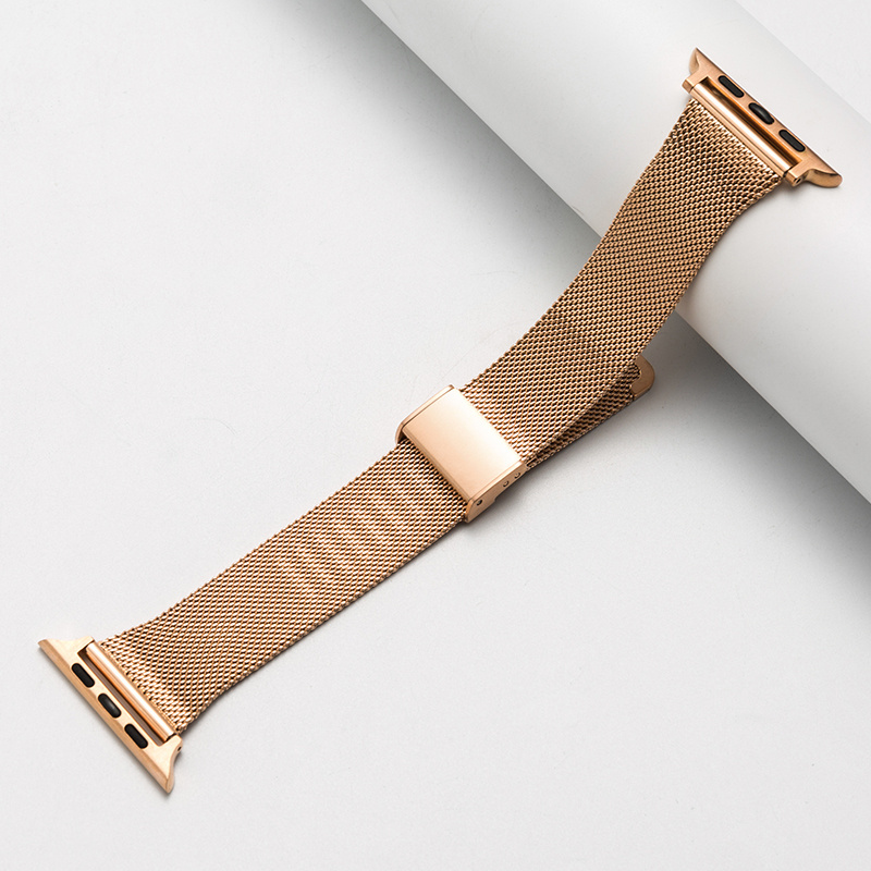 Stainless Steel Metal Watch Band for Apple Watch Replacement Black Silver Gold Rose Gold  Metallic Mesh Milanese Loop