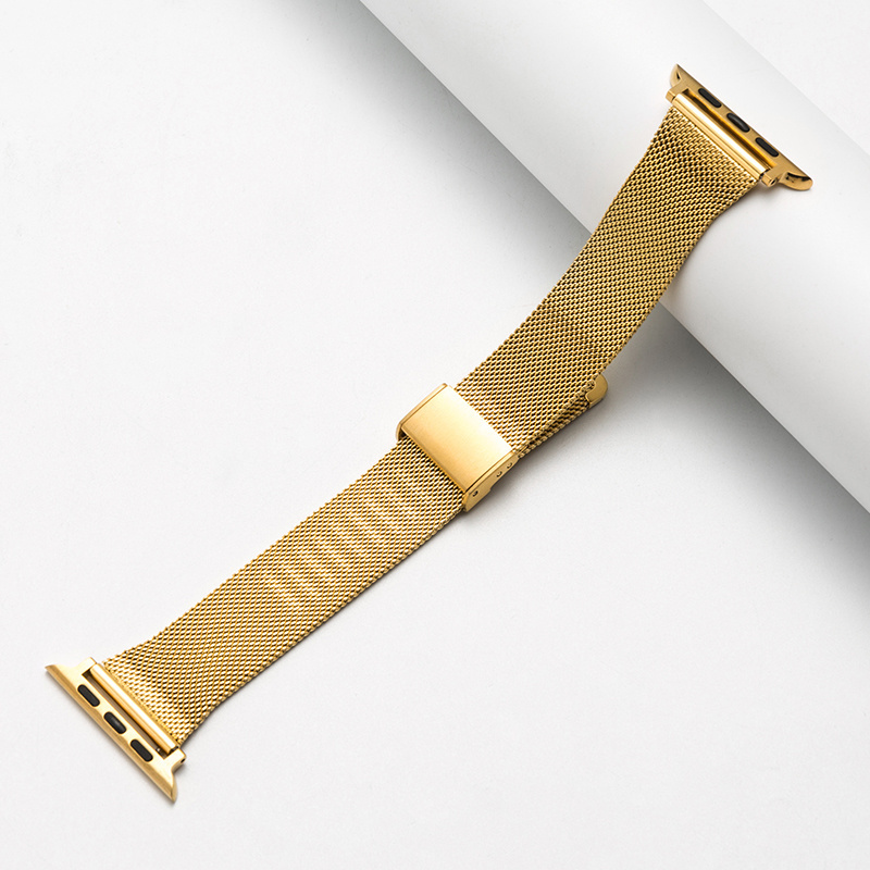 Stainless Steel Metal Watch Band for Apple Watch Replacement Black Silver Gold Rose Gold  Metallic Mesh Milanese Loop