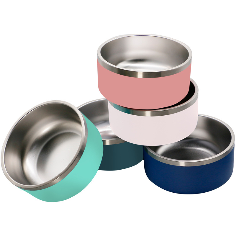 Wholesale 32 oz and 64 OZ portable stainless steel double walled pet bowls hanging food dog bowls