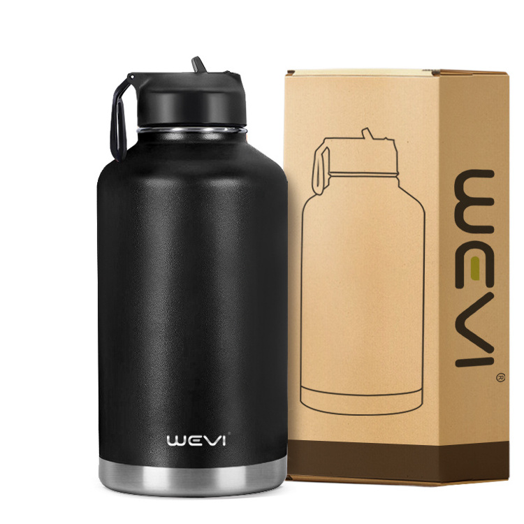 WeVi Custom 64 OZ Double Wall Insulated Stainless Steel Sports Water Bottle For Hiking Camping