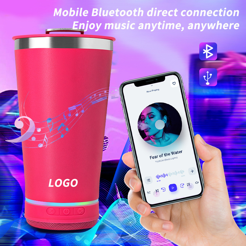 17oz HQ Music Tumbler Bluetooth Speaker Drinking Cup Double Wall Stainless Steel Tumbler with Bottle Opener