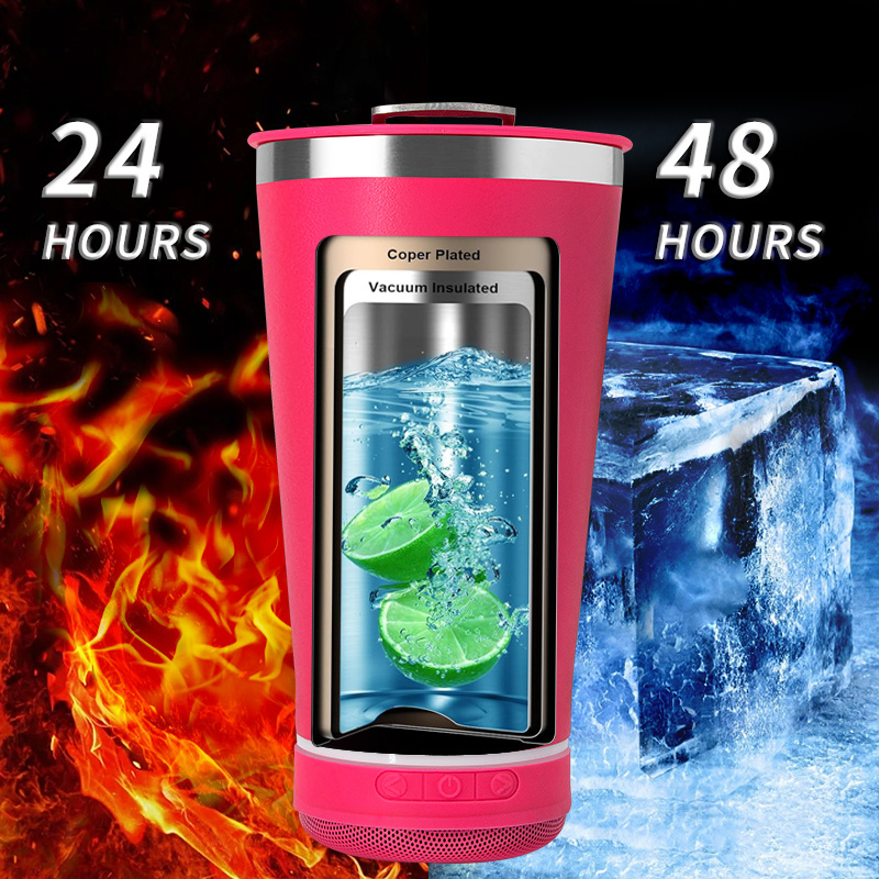 17oz HQ Music Tumbler Bluetooth Speaker Drinking Cup Double Wall Stainless Steel Tumbler with Bottle Opener