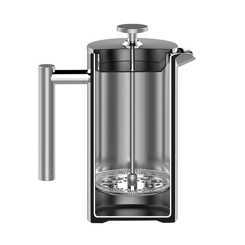 350ml 800ml 1000ml Custom Vacuum Coffee Plunger Metal Coffee Maker Double Wall Stainless Steel French Press Wholesale