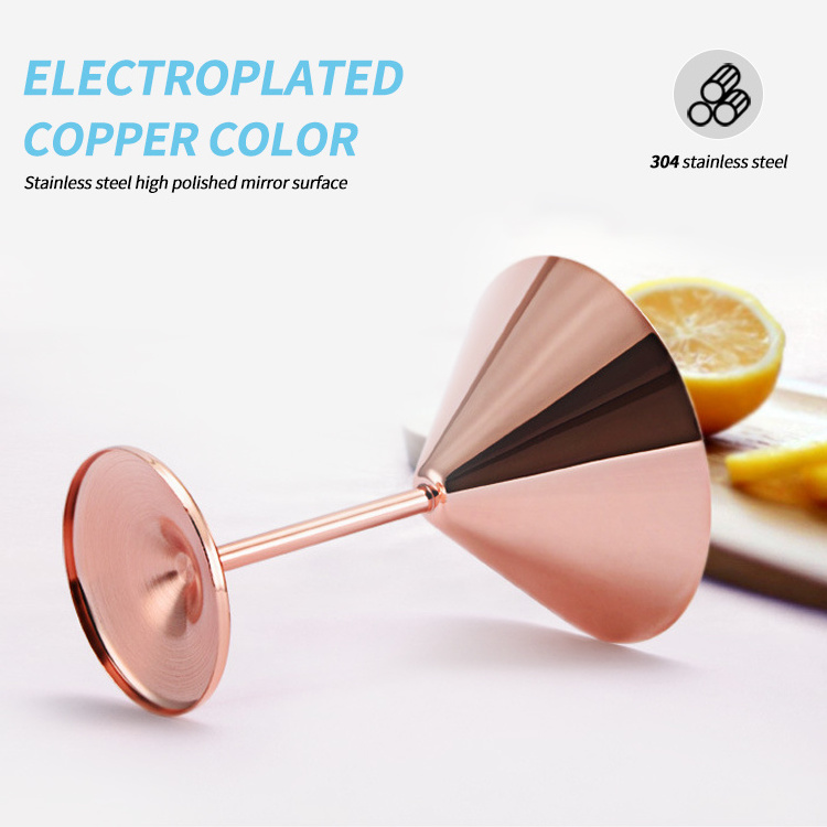 WeVi Stainless steel 304 Martini Cup Goblet with copper plated color Cocktail goblet Bar cup