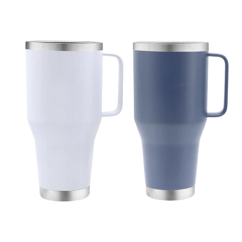 WeVi Wholesale Navy Blue 40oz Double Wall Stainless Steel Tumbler Cups Vacuum Insulated Travel Coffee Tumblers with Straw Handle