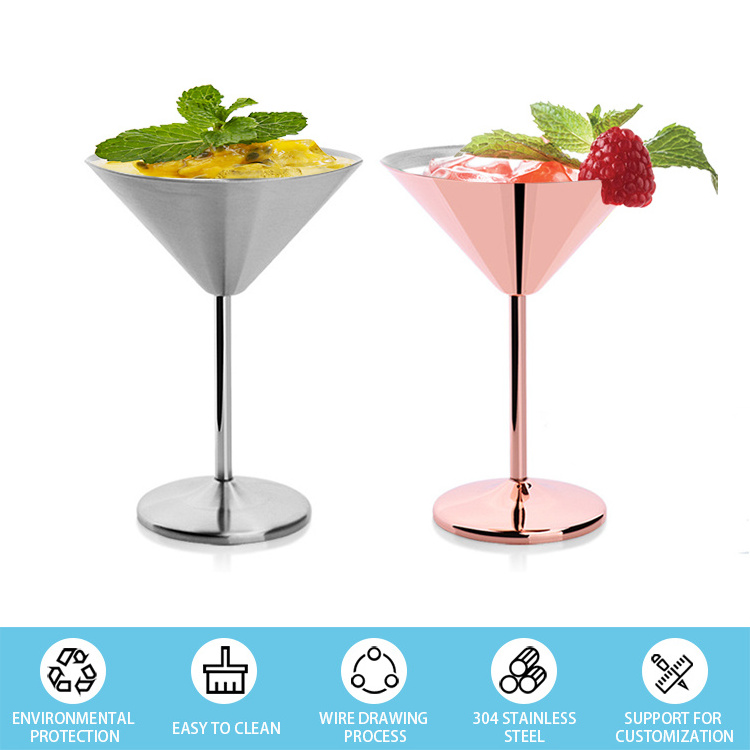 WeVi Stainless steel 304 Martini Cup Goblet with copper plated color Cocktail goblet Bar cup