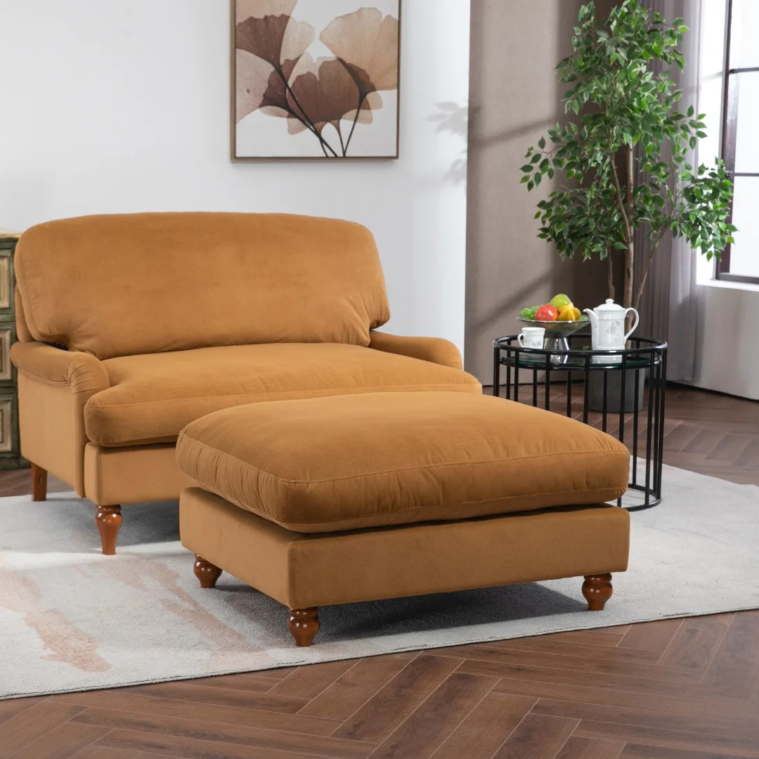 Hot sales Living Room Sofa  cover for living room Chair double seat Sofa with Footstool loveseat Sofa with Footstoo