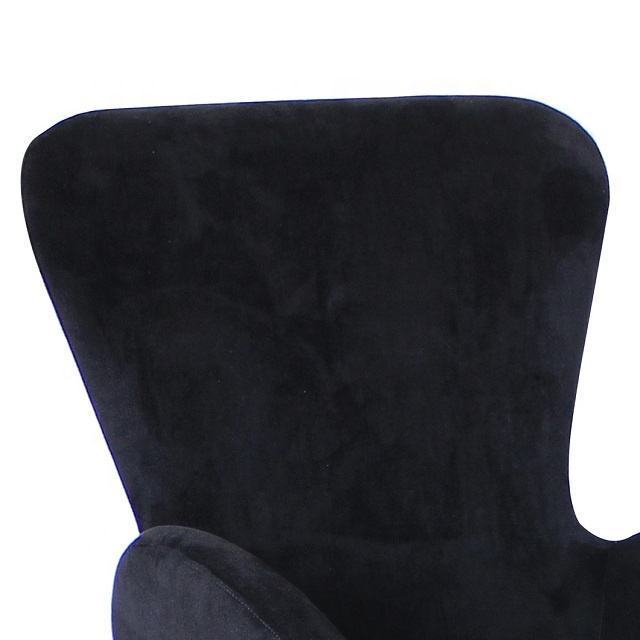 High quality Black velvet Single chairLuxury Leisure Single Accent Reception Side Lounge Egg Series Arm Chair