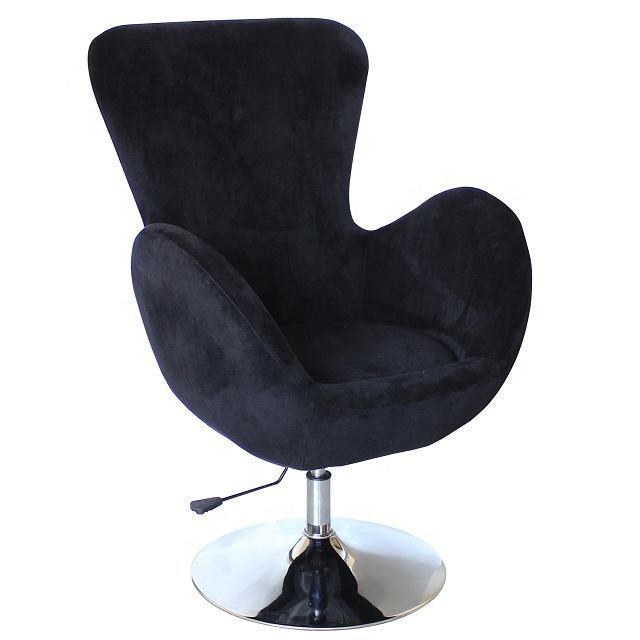 High quality Black velvet Single chairLuxury Leisure Single Accent Reception Side Lounge Egg Series Arm Chair