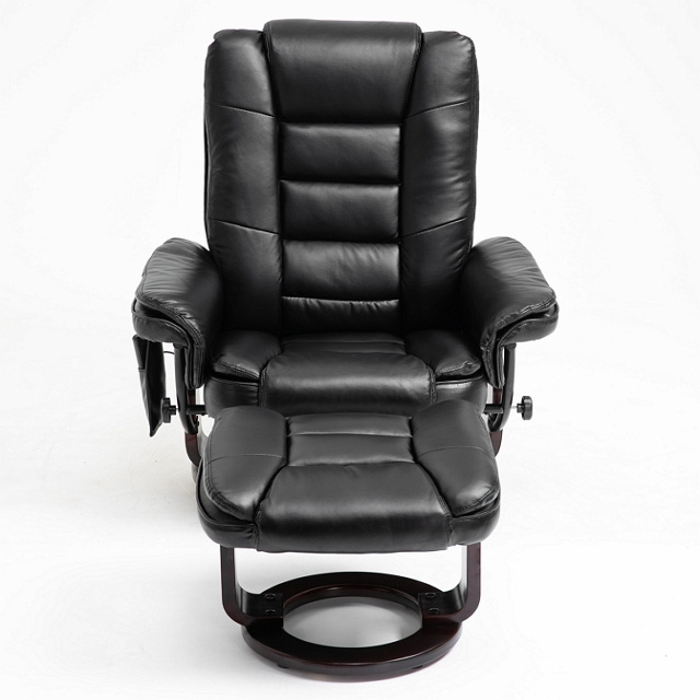 wholesale Swivel High Back Style PU Leather Reclining Sofa Chair With Ottoman