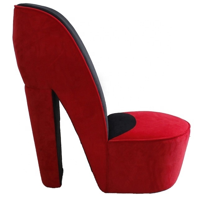 Full Of Design Sense Red Velvet Armless Accent High Heel Chair Leisure Chair