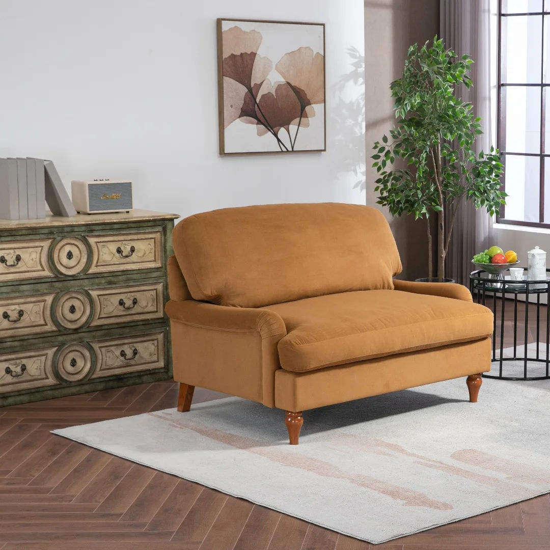 Orange living room armchair living room Sofa double seat Sofa with Footstool loveseat Sofa with Footstool