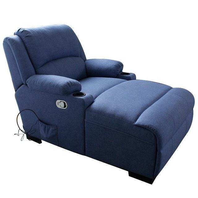 Blue Linen Fabric Chic Style Oversized Wholesale Home Recliner Chaise Sofa for TV Room