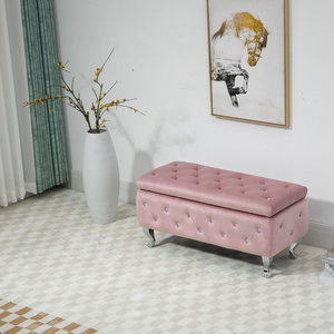 Hot Selling Home Decor Stores Pink Velvet Long Bench Seating And Storage Home Furniture